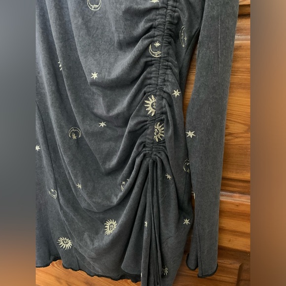ASOS long sleeve mini dress with sun and moon embroidery sz 10 - Picture 7 of 9